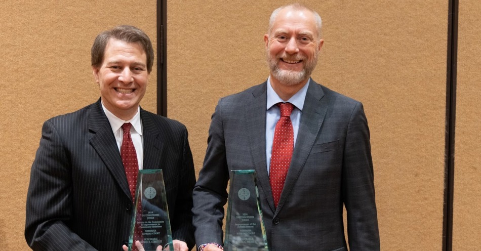 Distinguished Judge Awards Presented to Judges Derek Weimer, Sidney, and Alfred Corey, Grand Island